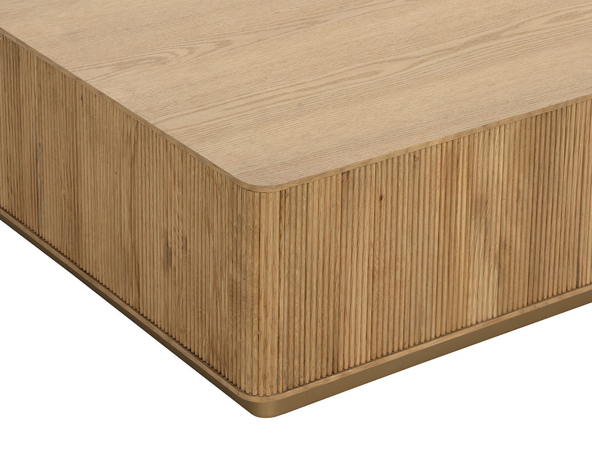 Kalla 65" Natural Oak & Brushed Gold Coffee Table