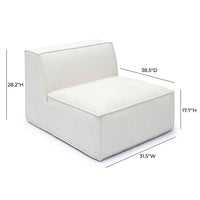 Mindy Cream Performance Chenille Basketweave Armless Chair
