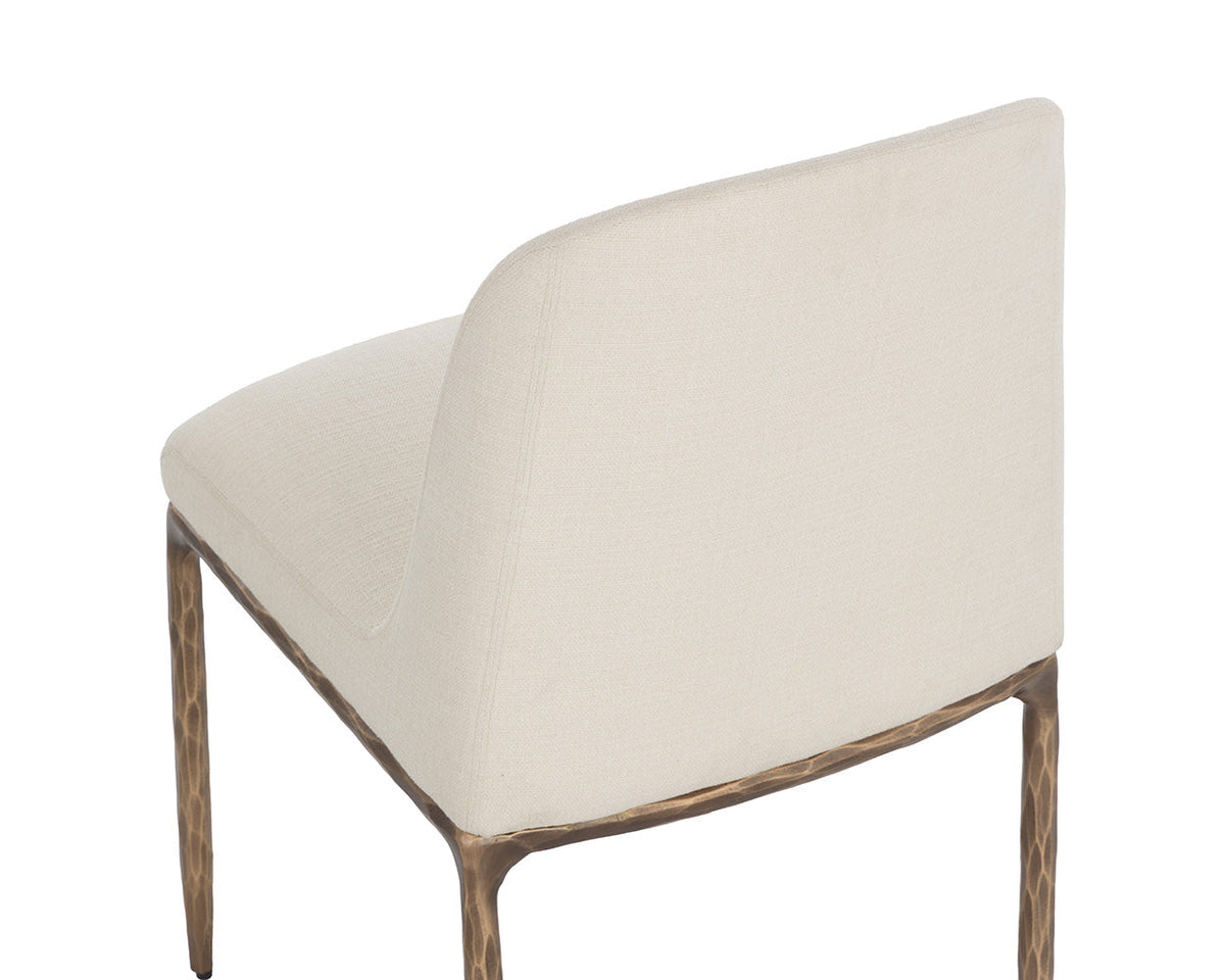 Nestor Cream Performance Fabric & Antique Brass Dining Chair (Set of 2)