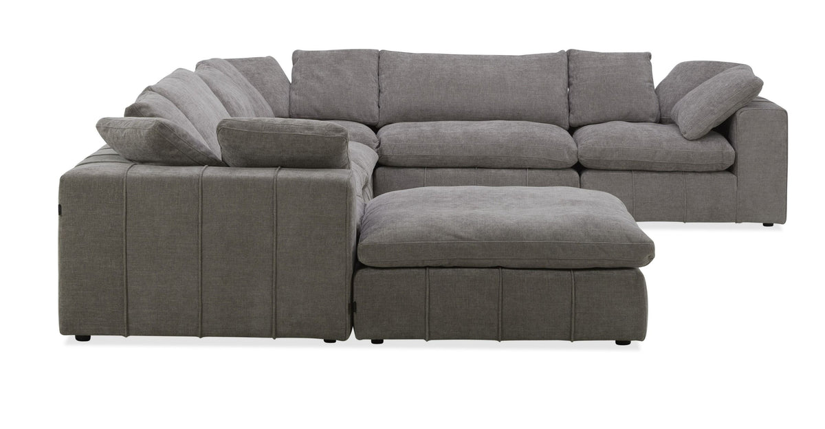Terra Modern Grey Fabric Modular Sectional Sofa With Ottoman