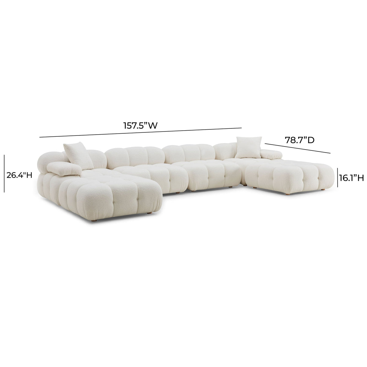 Vogue 157.6 Cream Performance Vegan Shearling 6-piece Modular U-Sectional