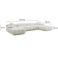 Vogue 157.6 Cream Performance Vegan Shearling 6-piece Modular U-Sectional