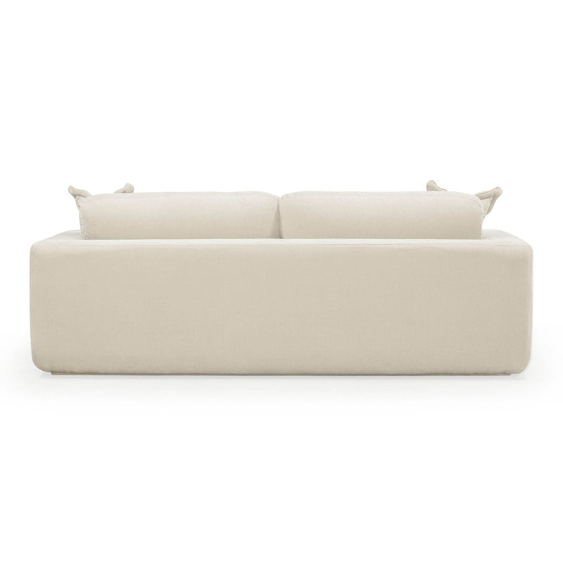 Aliana 90.5" Cream Upcycled Washed Velvet Sofa