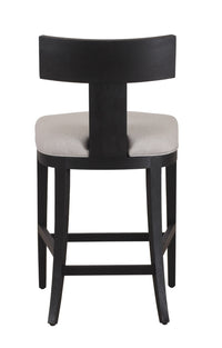 Rowan Mid-Century Modern Beige Linen + Black Walnut Counter Chair