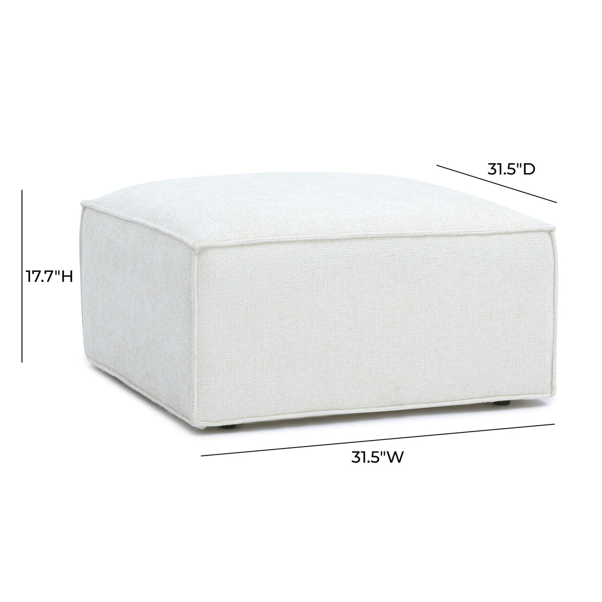 Mindy Cream Performance Chenille Basketweave Ottoman