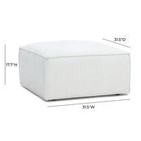 Mindy Cream Performance Chenille Basketweave Ottoman