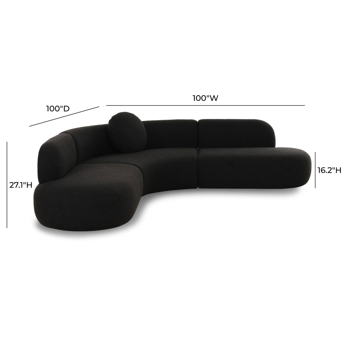 Sofie 100" Black Performance Boucle Sectional Sofa - Luxury Living Collection