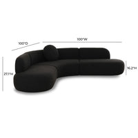 Sofie 100" Black Performance Boucle Sectional Sofa - Luxury Living Collection