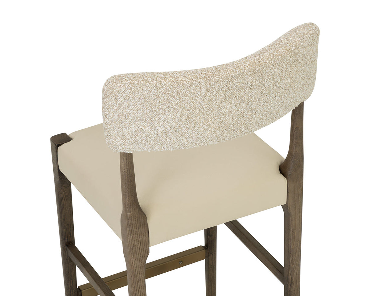 Guardi Oatmeal Fabric & Faux Leather Counter Stool
