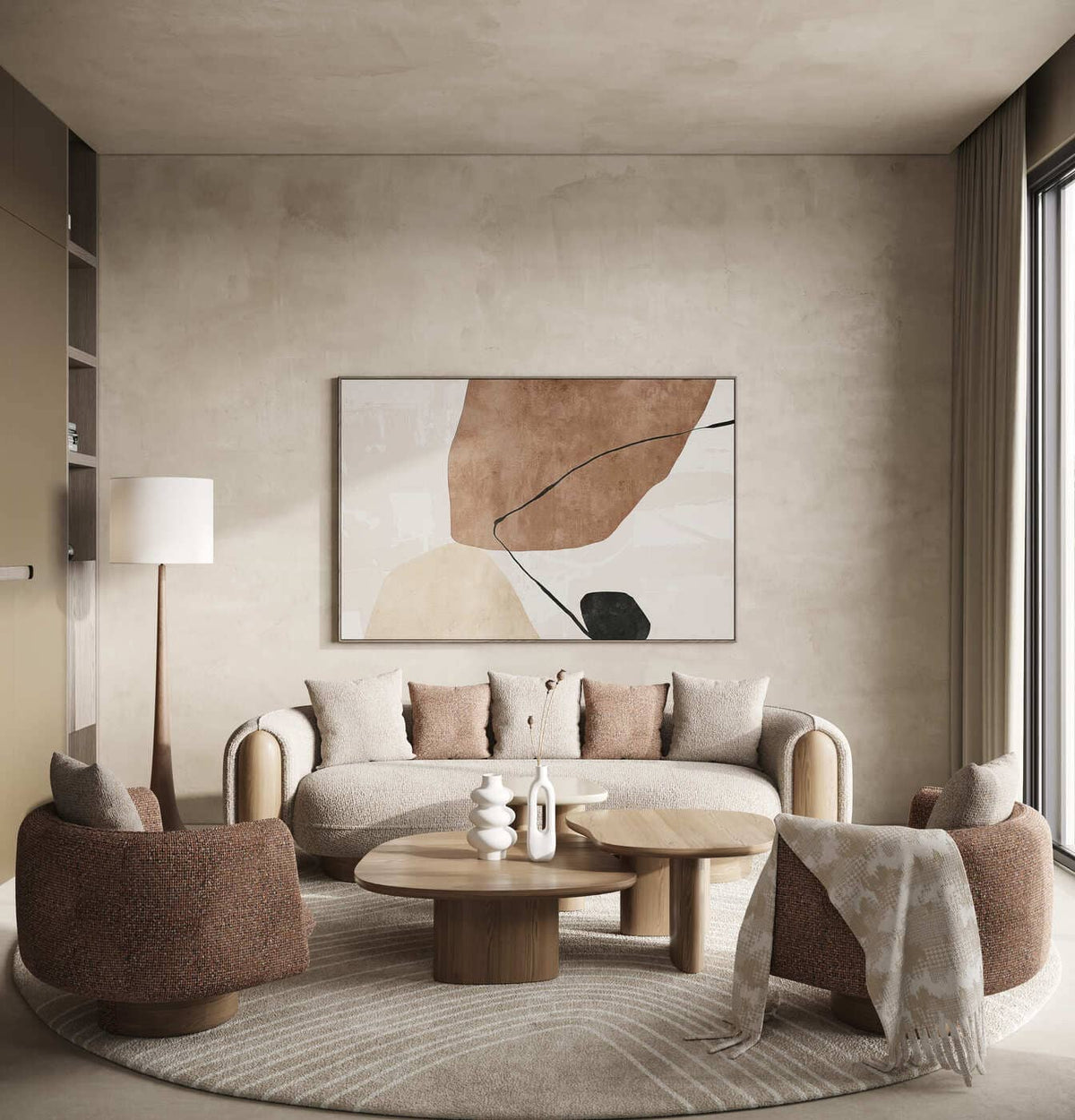 Olin Modern 3-Piece Buckwheat + Onyx Nesting Coffee Table Set