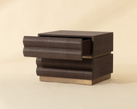 Subira Chocolate Raffia & Gold Nightstand