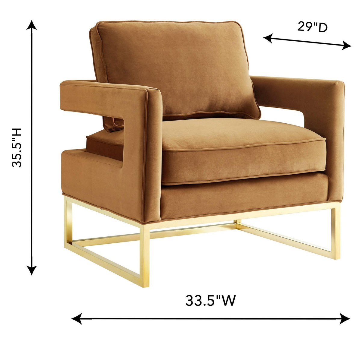 Glimer Cognac Velvet Accent Chair - Luxury Living Collection