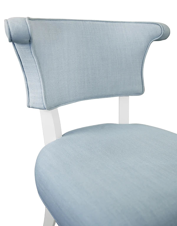 Oceane Light Blue Performance Linen & White Dining Chair