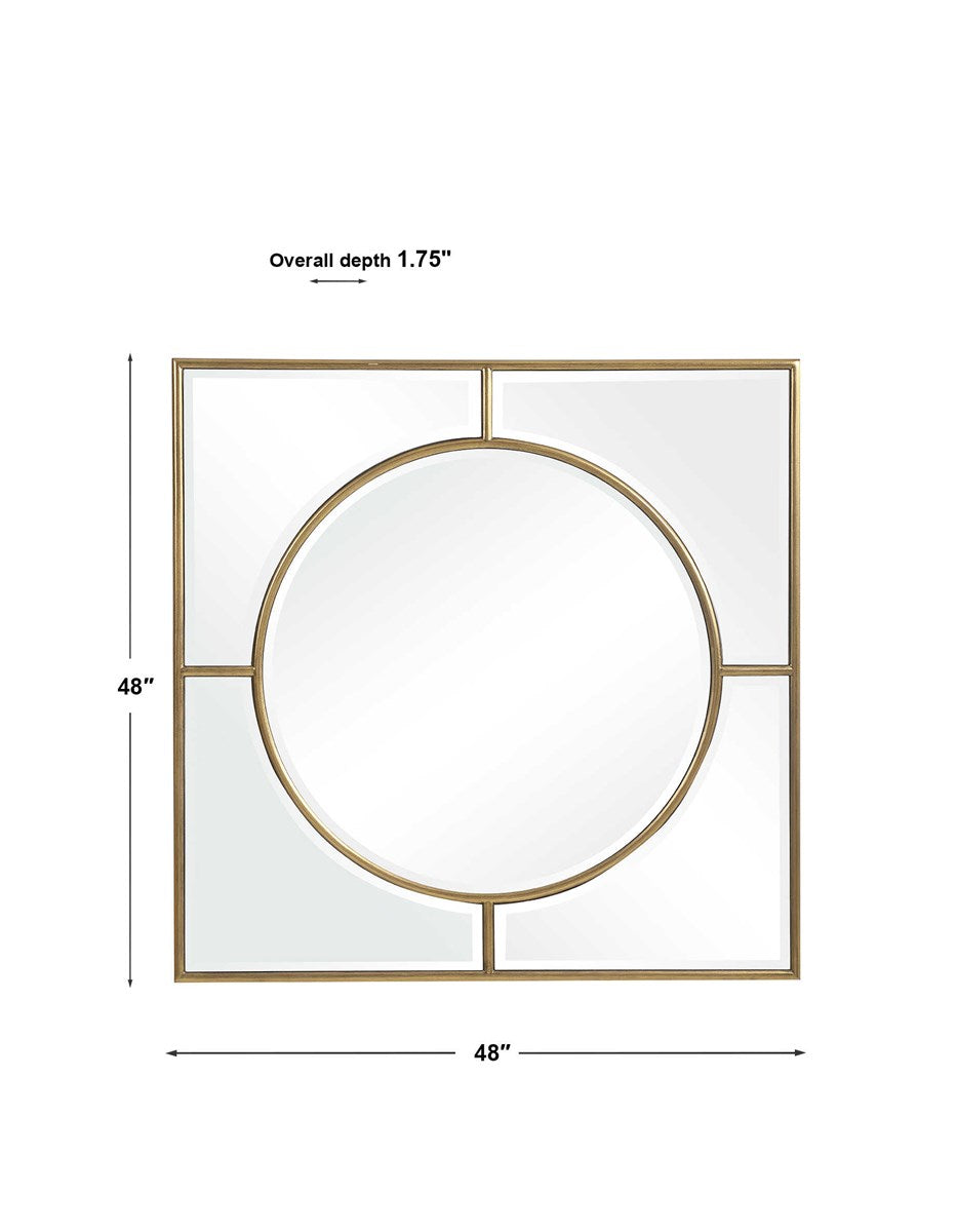 Pres 48" Brushed Gold Square Beveled Mirror