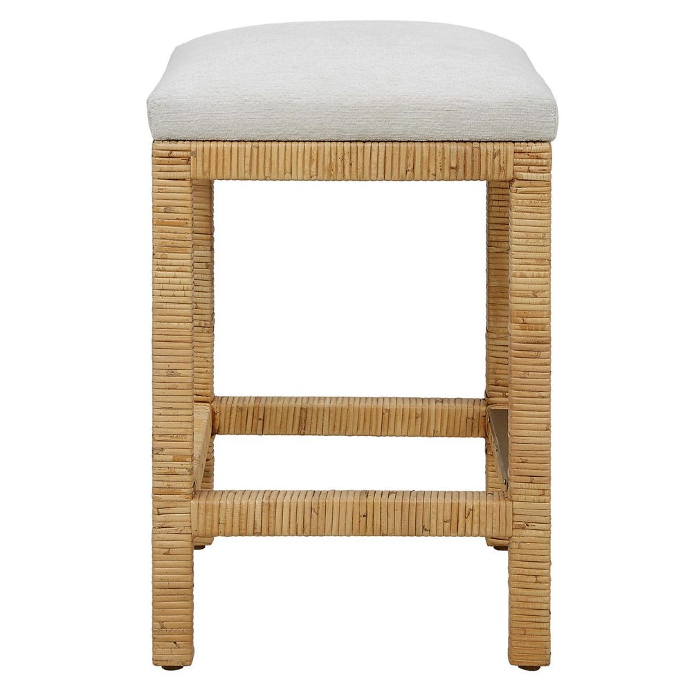 Mary Off White Natural Rattan Counter Stool