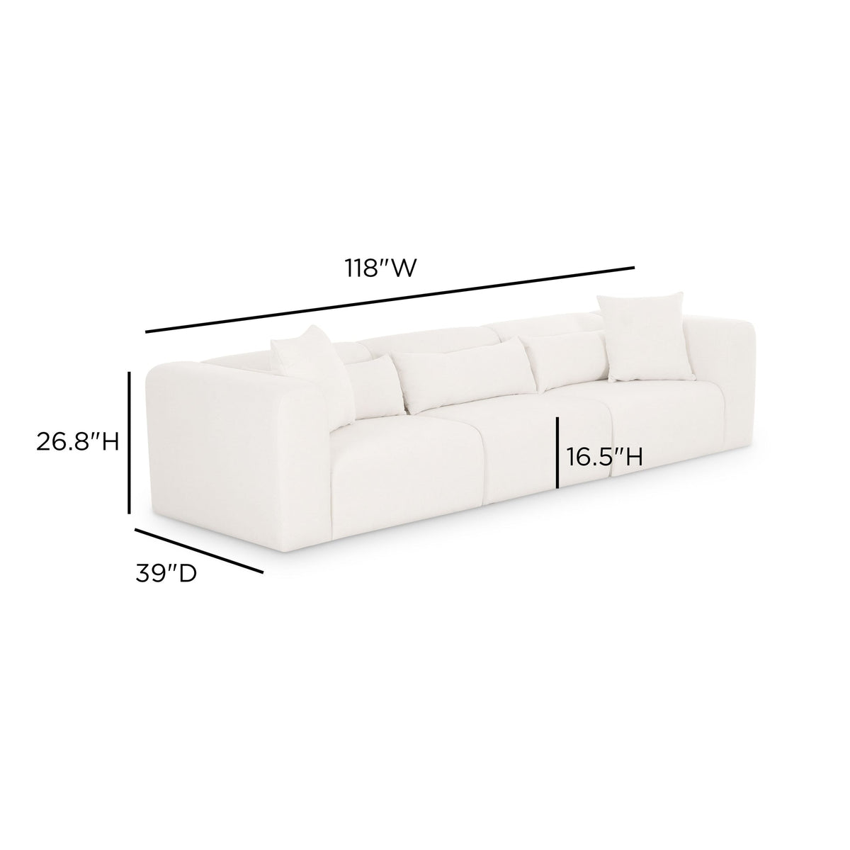 Tereasa  118" Cream Performance Chenille Modular Sofa