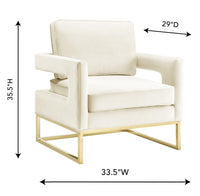 Glimer Cream Performance Velvet Accent Chair