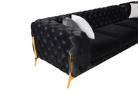 Bronte Black Velvet Transitional Sectional Sofa