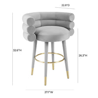 Nazri Grey Performance Grade Velvet Counter Stool