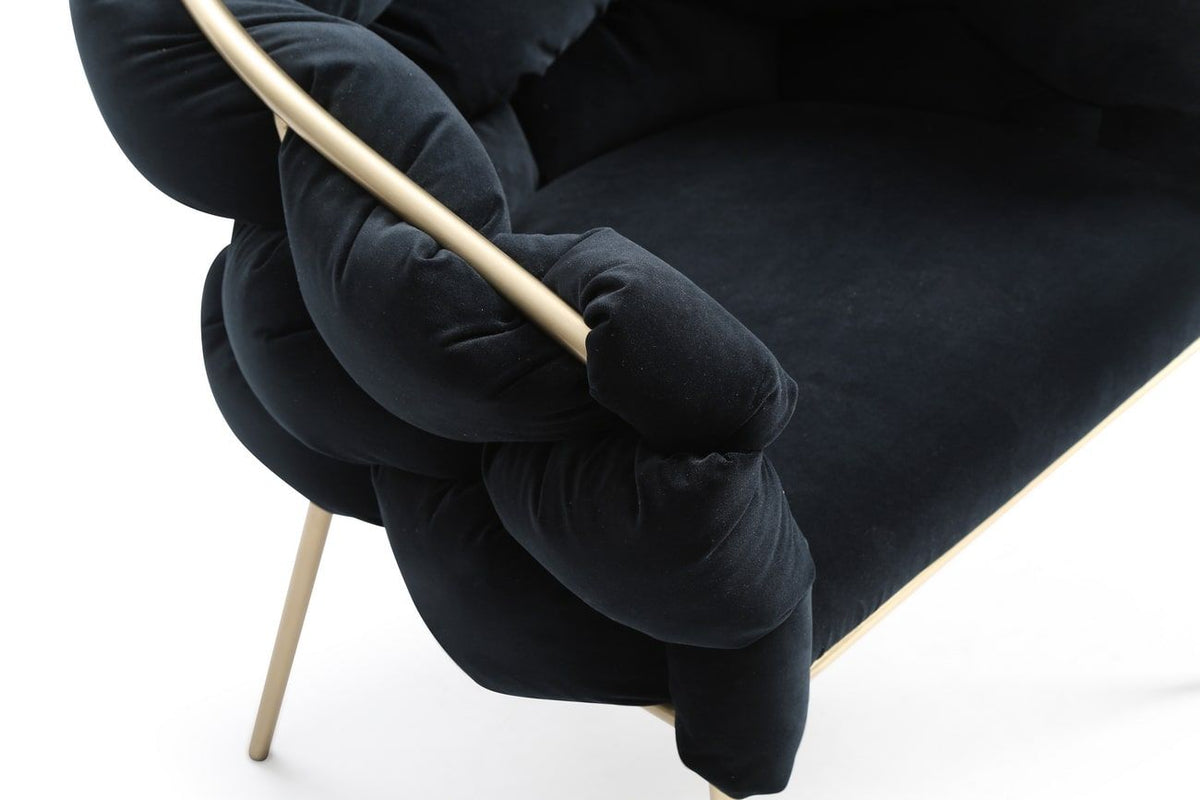 Camber Modern Black Velvet & Gold Dining Chair