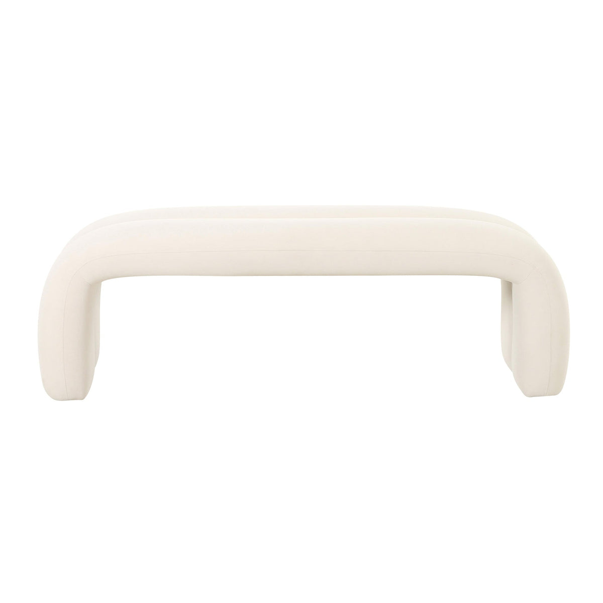 Lucien 56" Cream Performance Velvet Channeled Bench