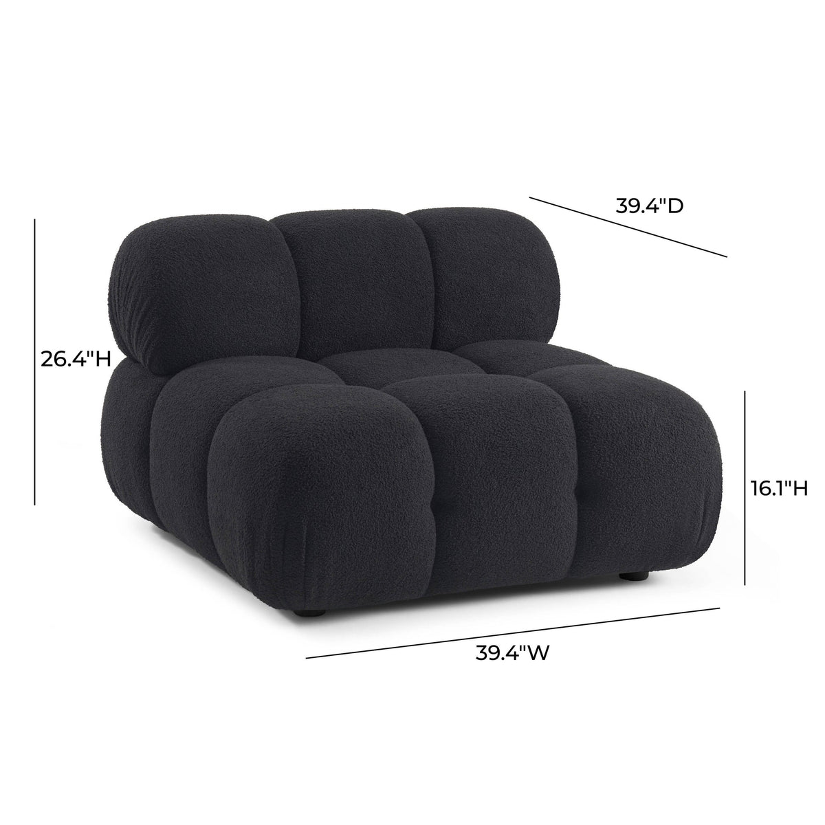 Vogue Black Performance Vegan Shearling Modular Armless Chair