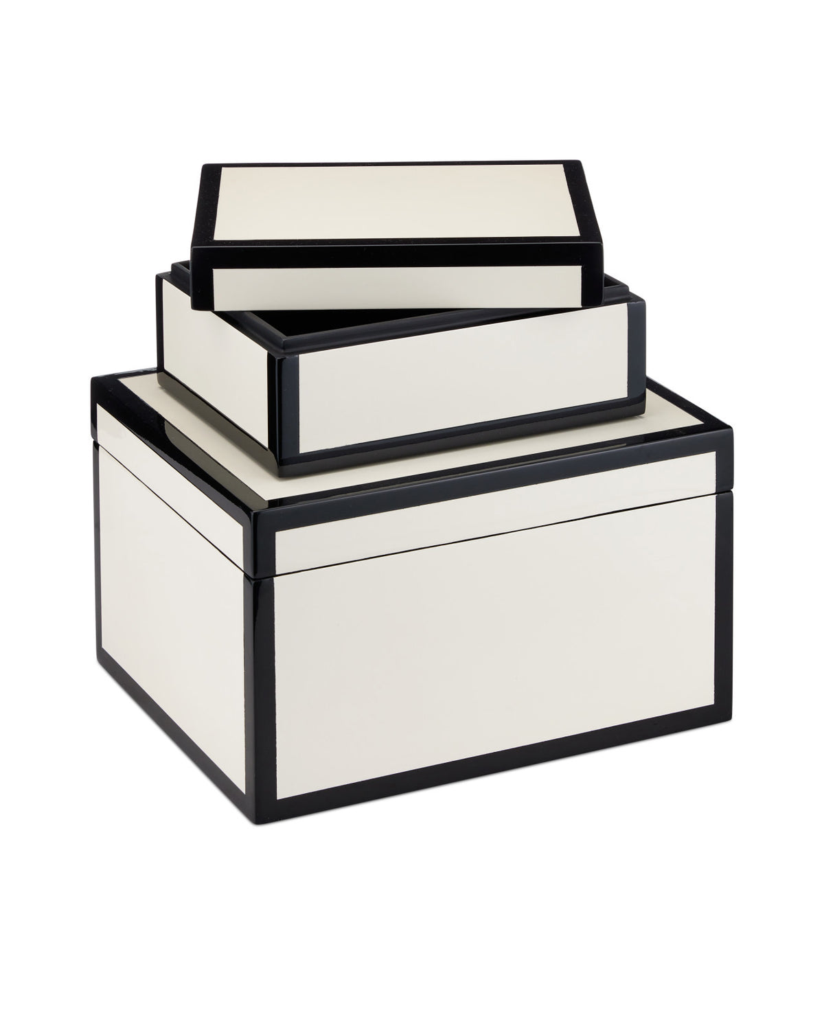 Cosette Ivory & Black Lacquer Boxes (Set of 2)