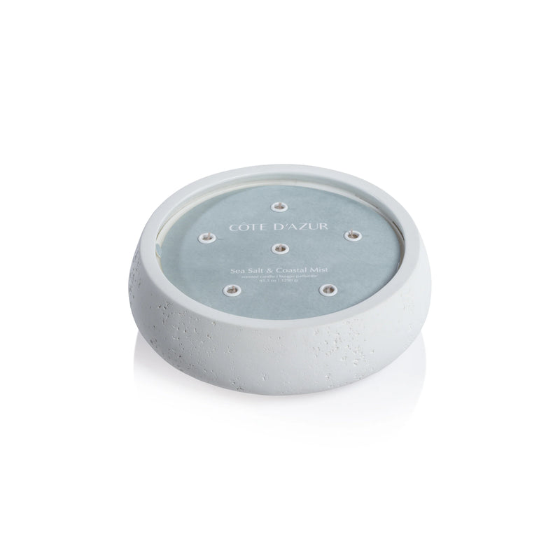 Côte d'Azur White Concrete Scented Candle/6 Wick-45.5 oz (Set of 4)