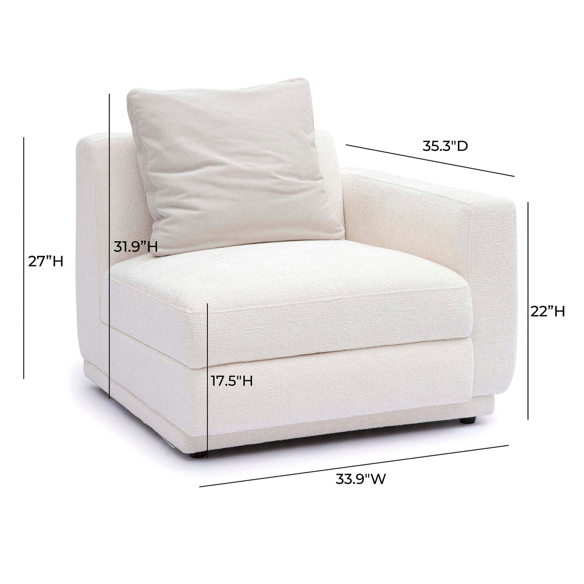 Arabella Cream Performance Chenille Modular RAF Corner Chair