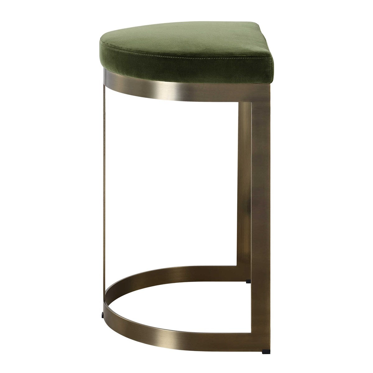 Crystal Moss Green Velvet & Gold Counter Stool