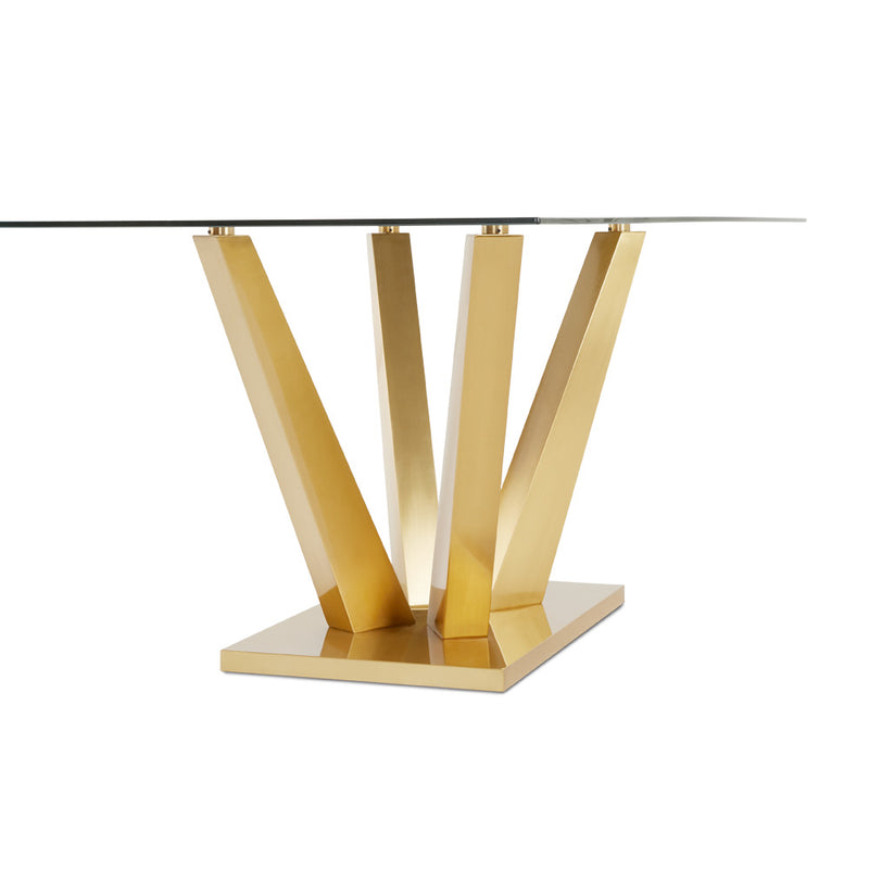 Zola Glass & Gold Rectangular Dining Table