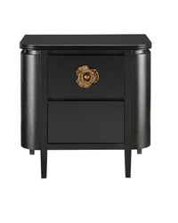 Fleur 28" Black & Gold 2 Drawer Nightstand