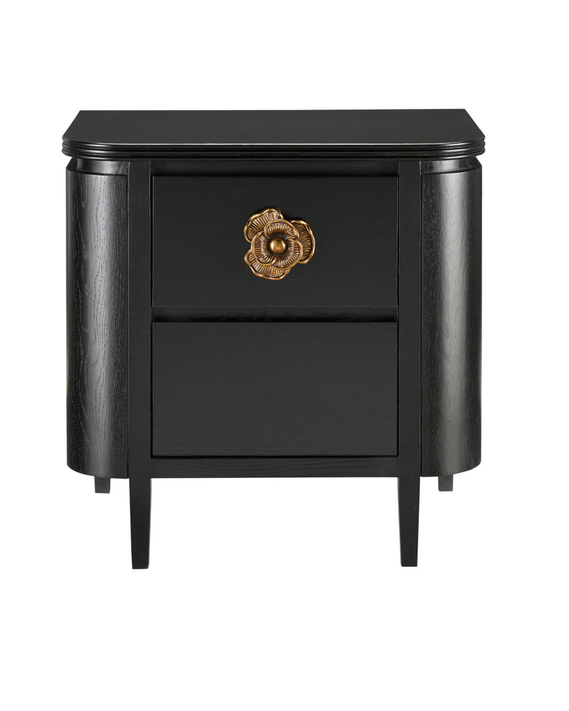 Fleur 28" Black & Gold 2 Drawer Nightstand