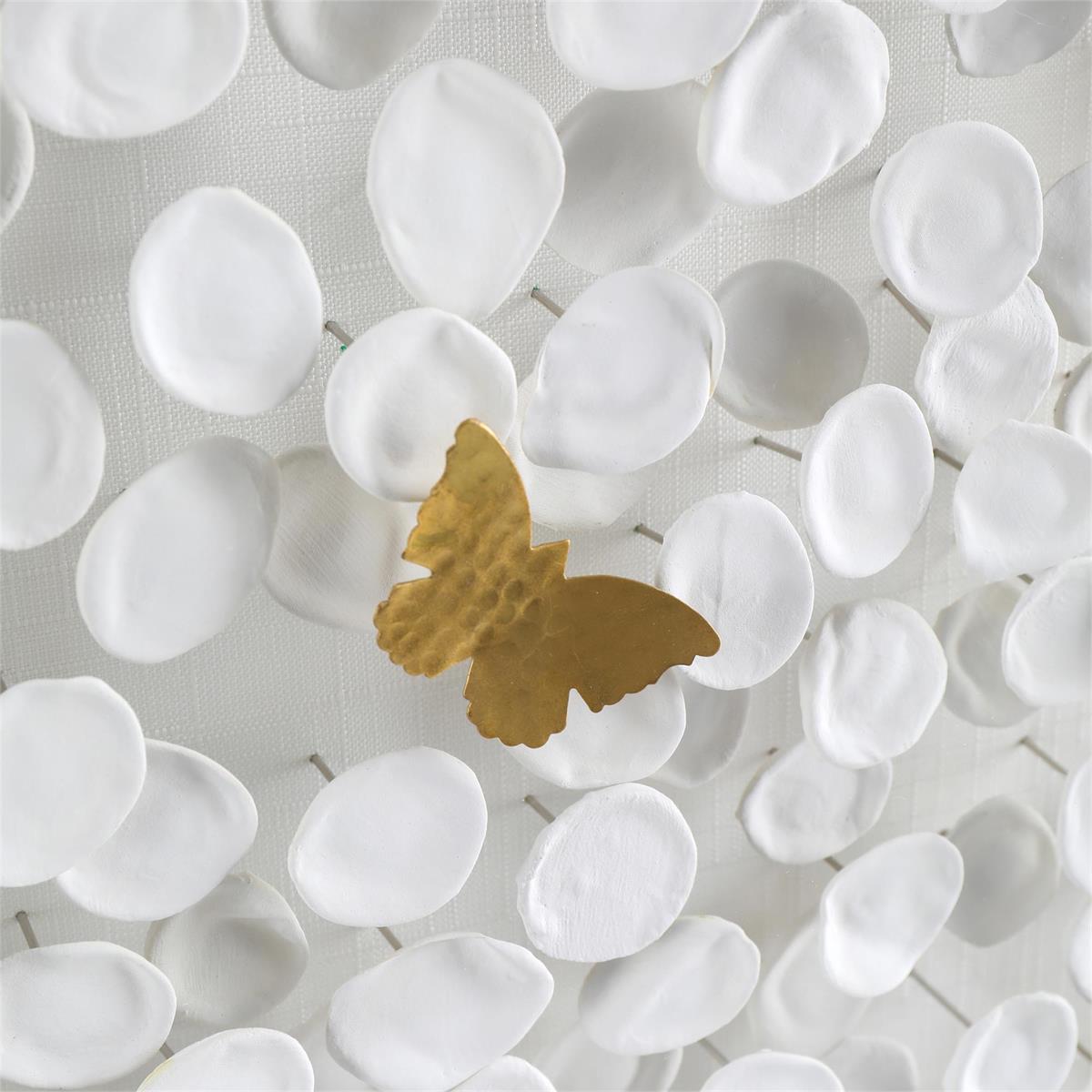 Amalea Linen Petals & Brass Butterflies Wall Art