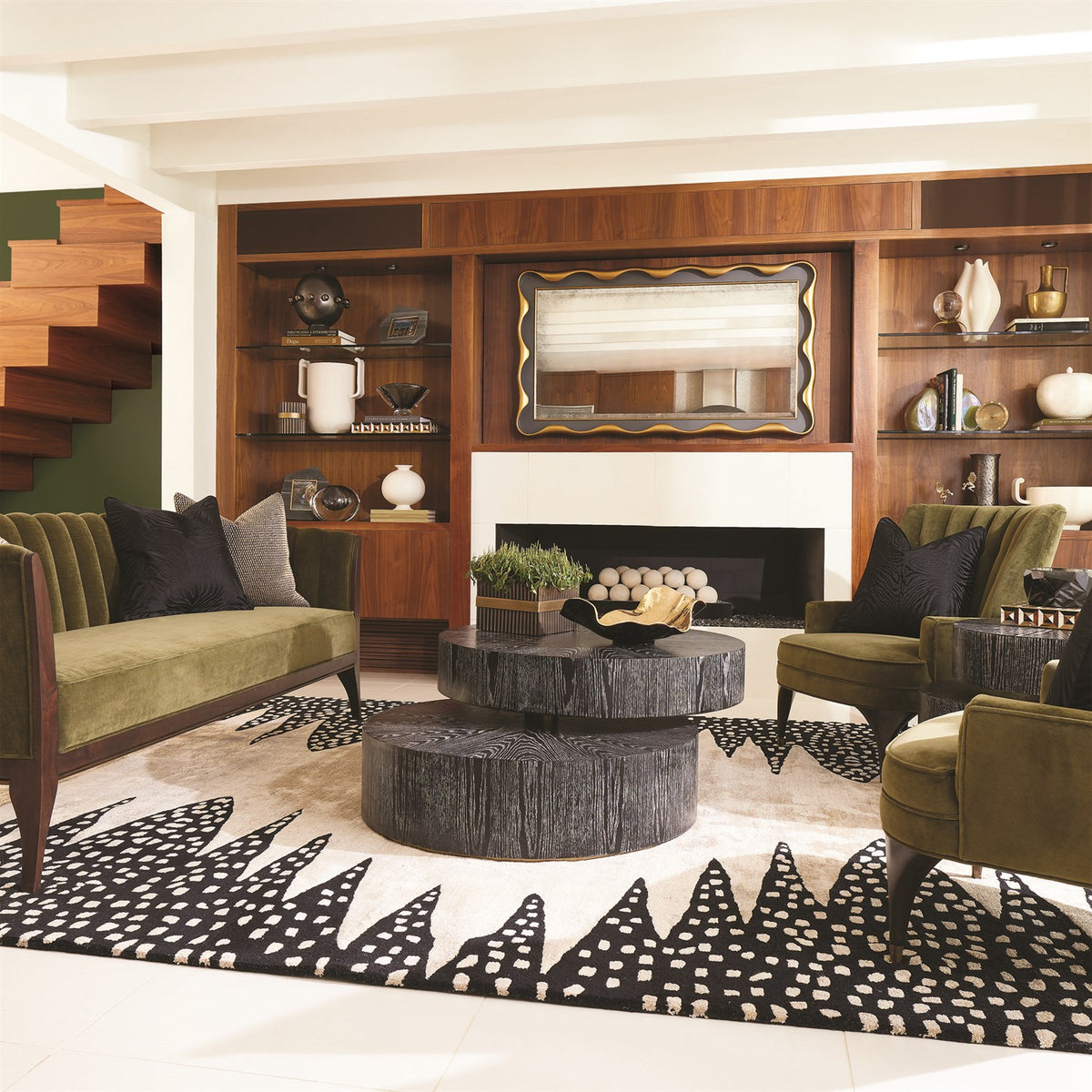 Channel Moss Green Velvet Accent  Chair