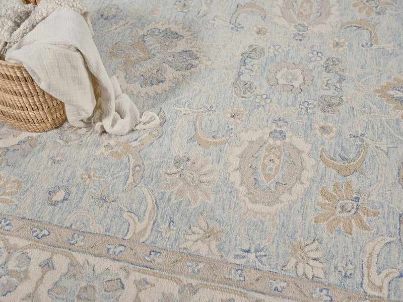 Carra Light Blue/Ivory Luxury Area Rug