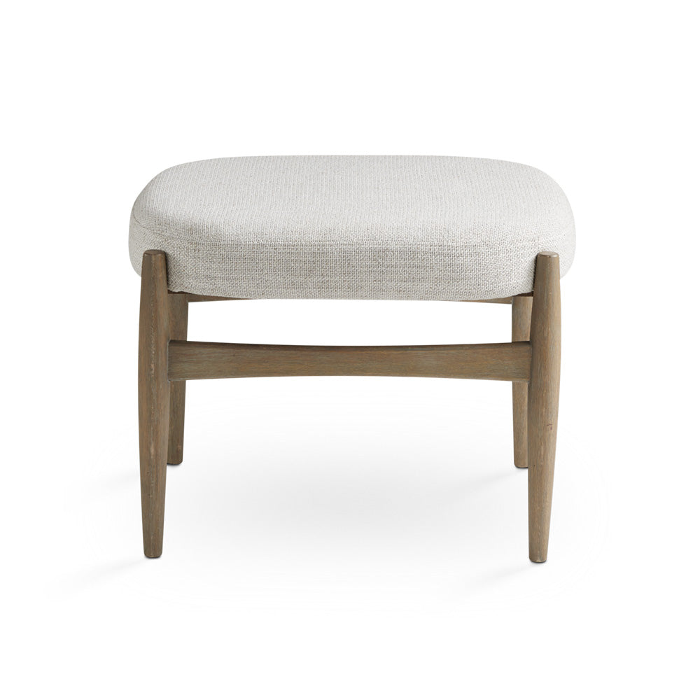 Winslow Grey Linen & Wood Ottoman