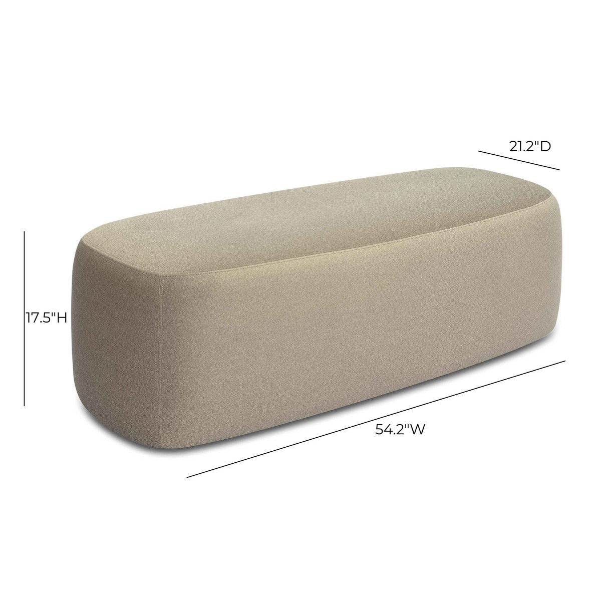 Graceland Taupe Faux Mohair Bench