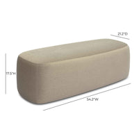 Graceland Taupe Faux Mohair Bench