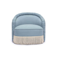 Pamela Faded Blue Upcycled Performance Fabric Tassel Accent Chair