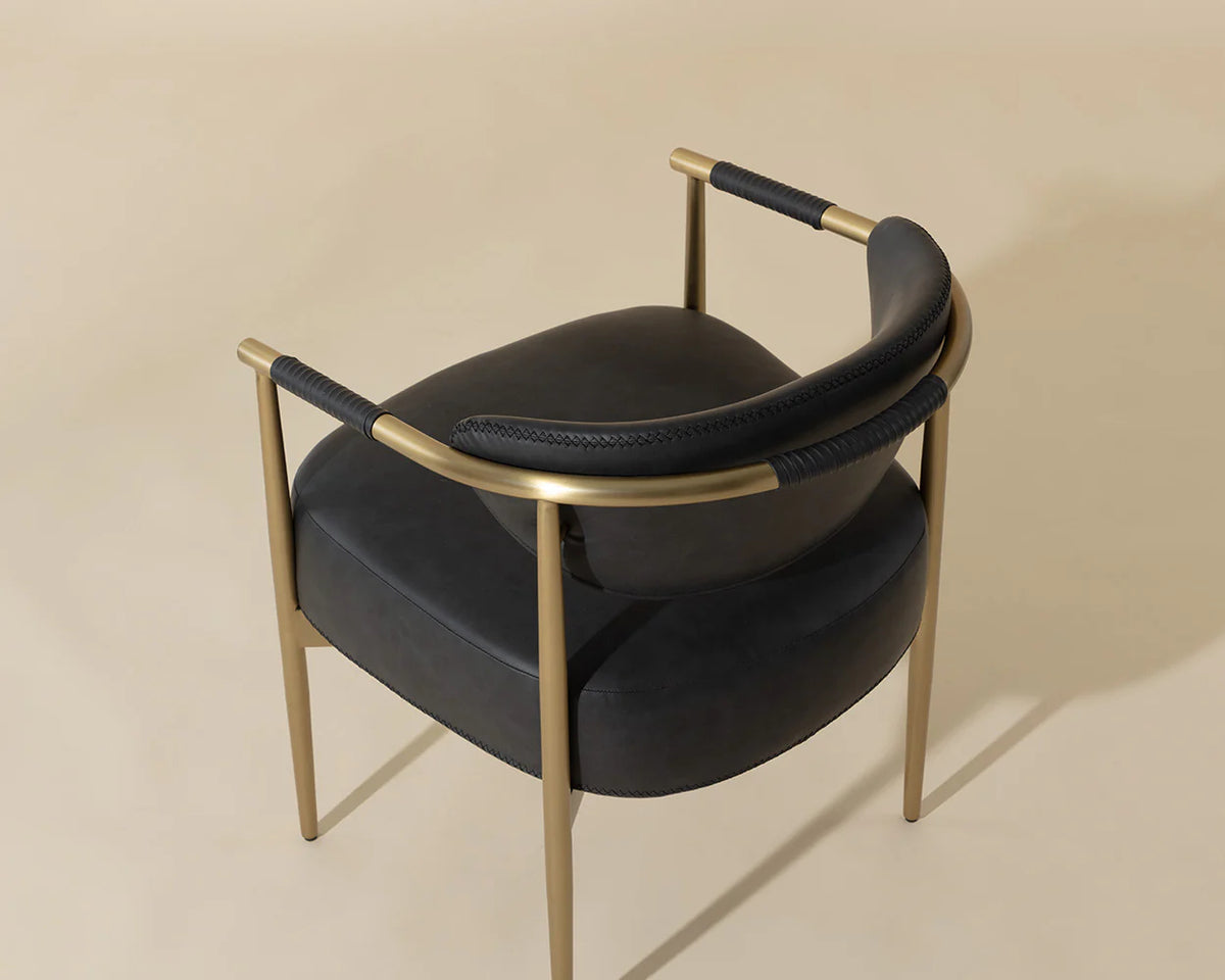 Heloise Gold & Black Faux Leather Dining Armchair