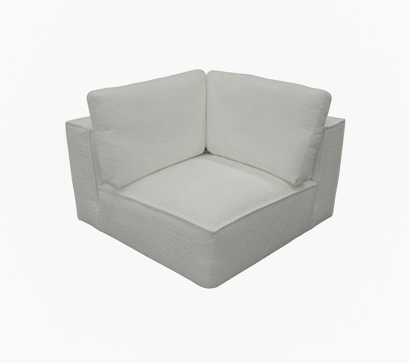 Luce Modern White Fabric Sectional Sofa W/ Right Facing Chaise