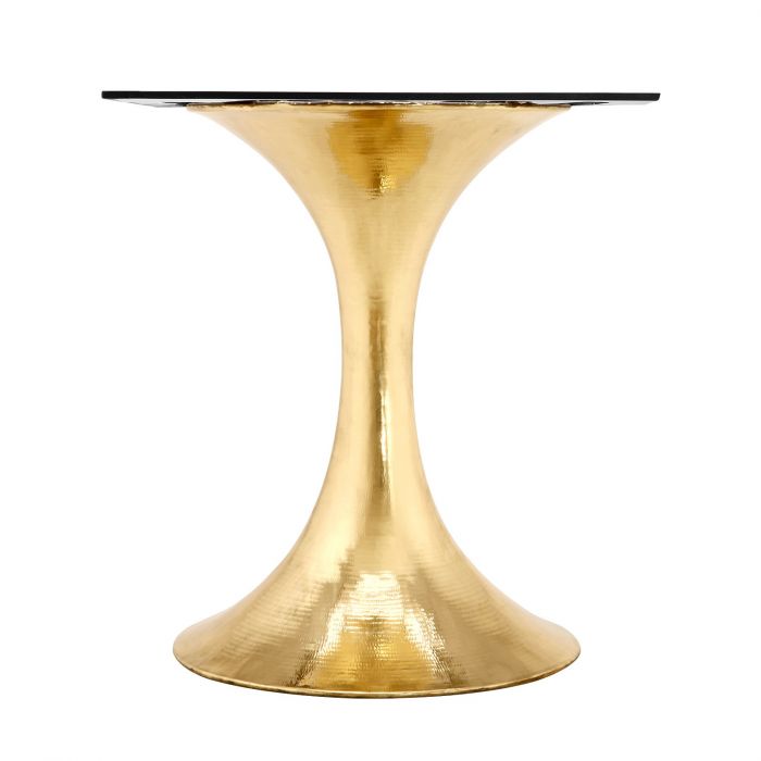 Ruthie 36" Black Round Dining Table/Entry Table, Brass With Marble Top