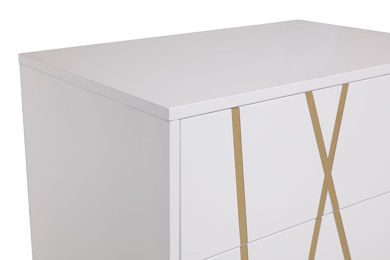 Ivo Modern White Gloss & Gold Chest