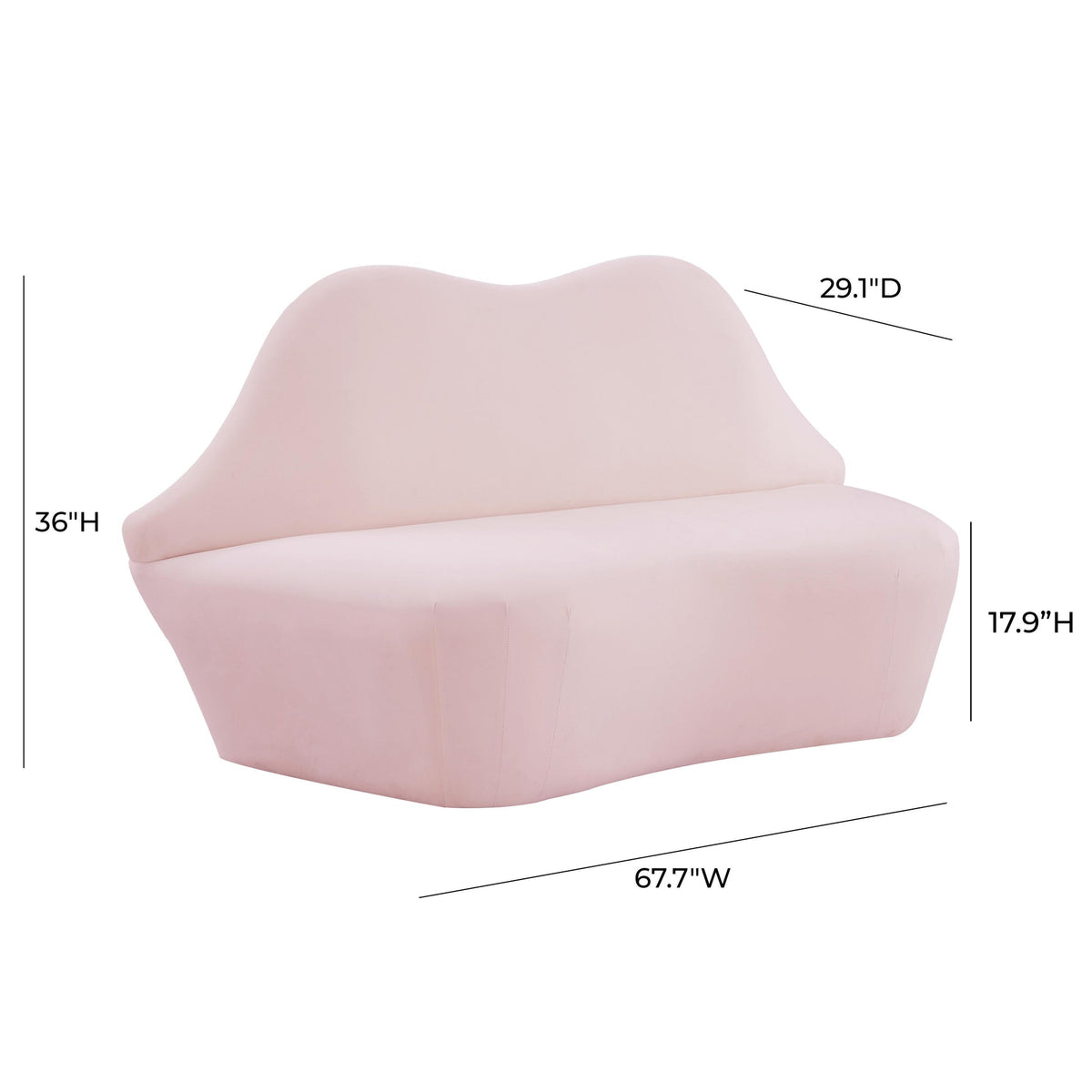 Kisses 67.7" Blush Velvet Sofa