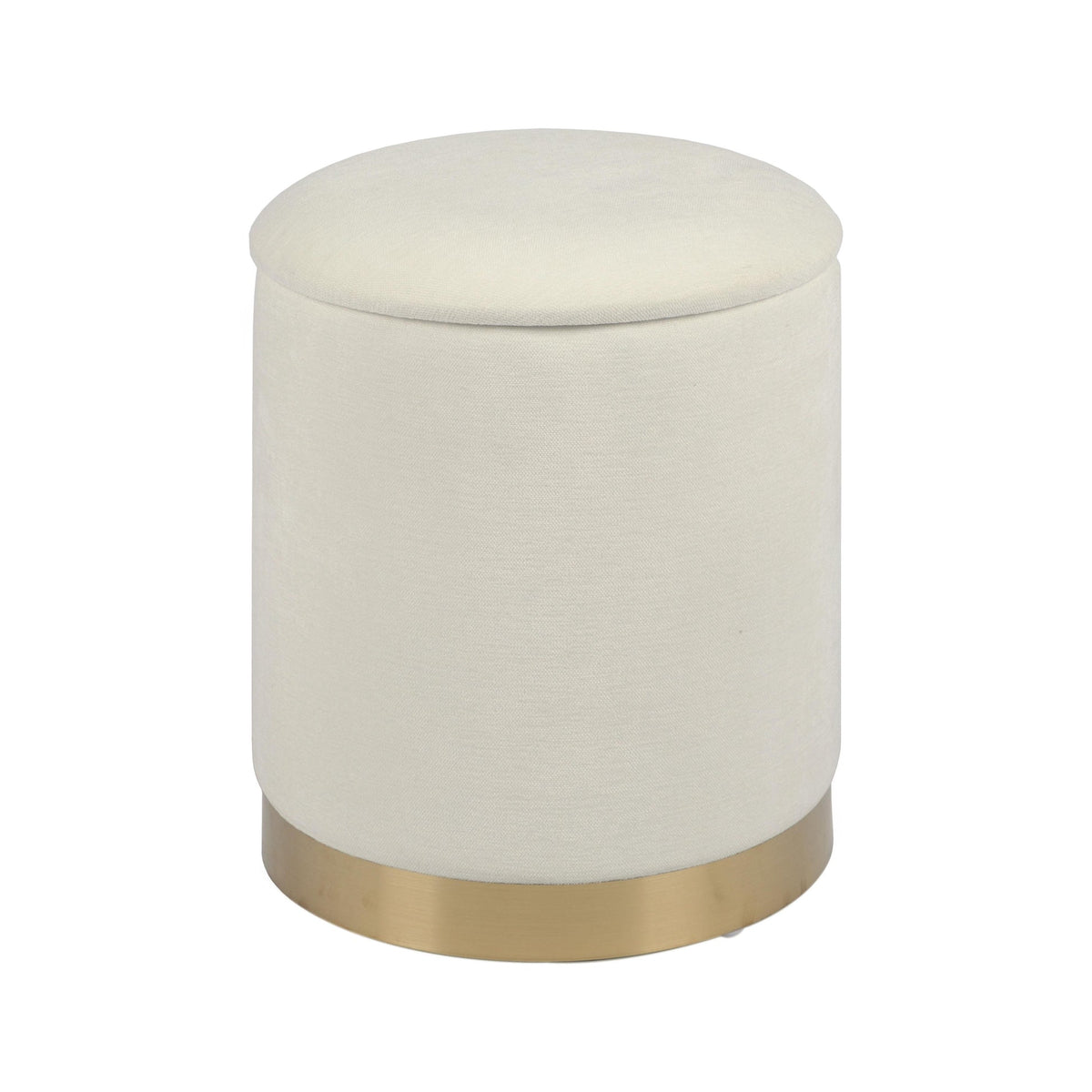 Karina Cream Chenille Storage Ottoman