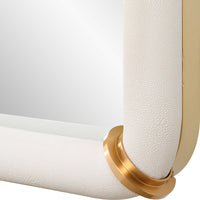 Cyprus 72" White Faux Leather & Gold Dressing Mirror