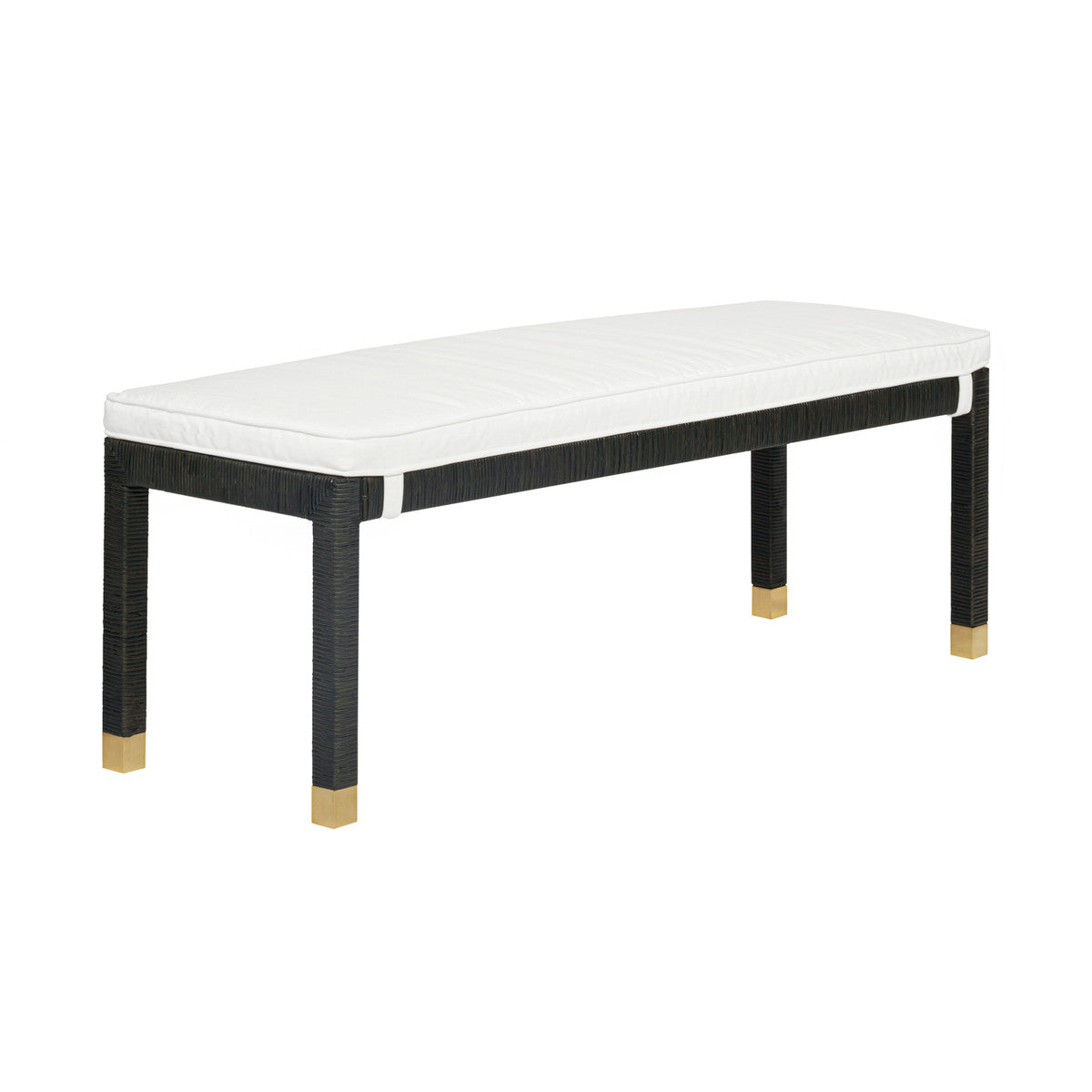 Arimo Black Woven Rattan Bench
