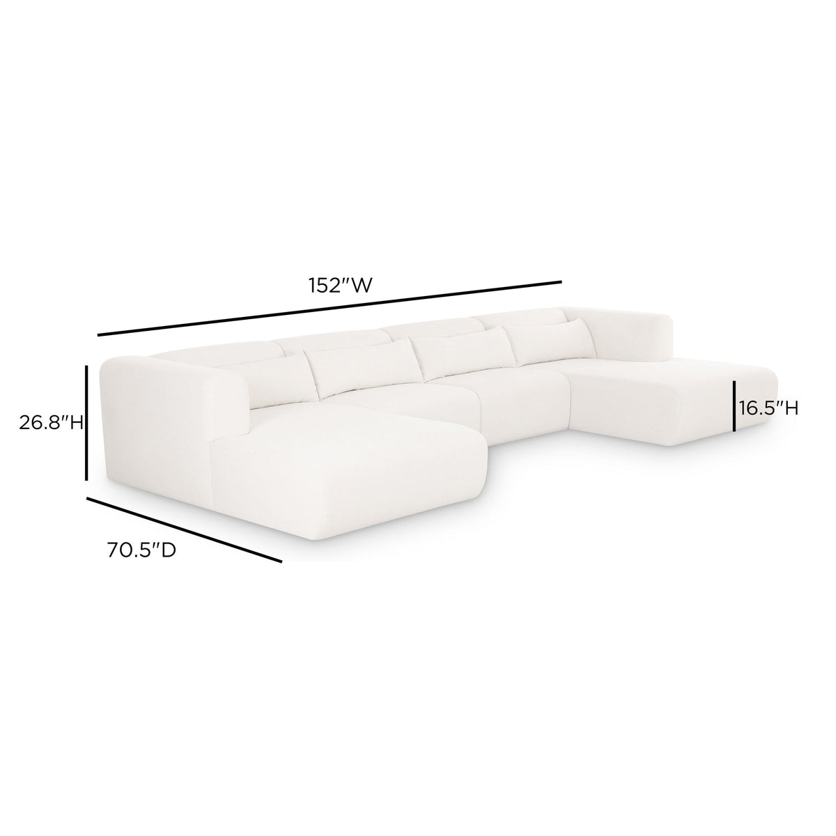 Tereasa 4-Piece Cream Performance Chenille Modular U-Sectional