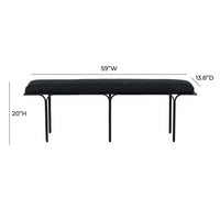 Noah 59" Black Linen Bench